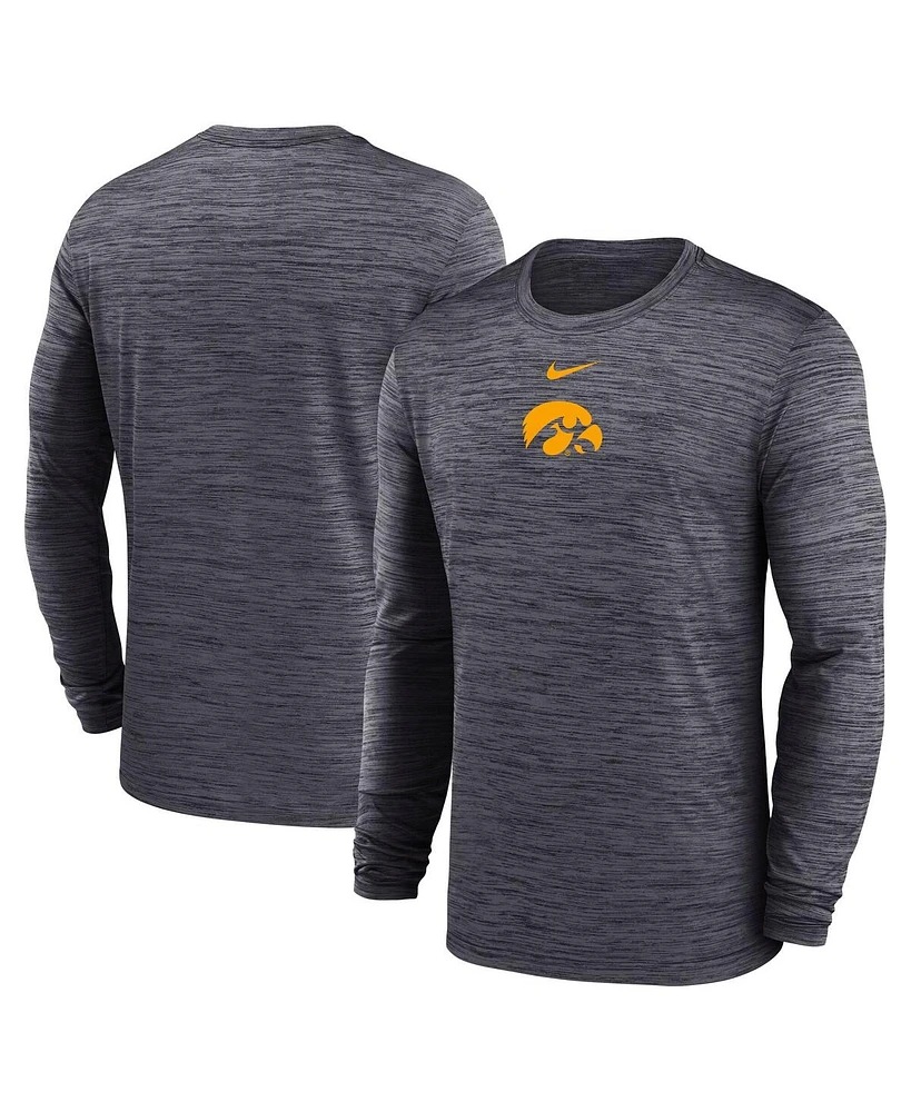 Nike Men's Black Iowa Hawkeyes 2025 Sideline Velocity Performance Long Sleeve T-Shirt