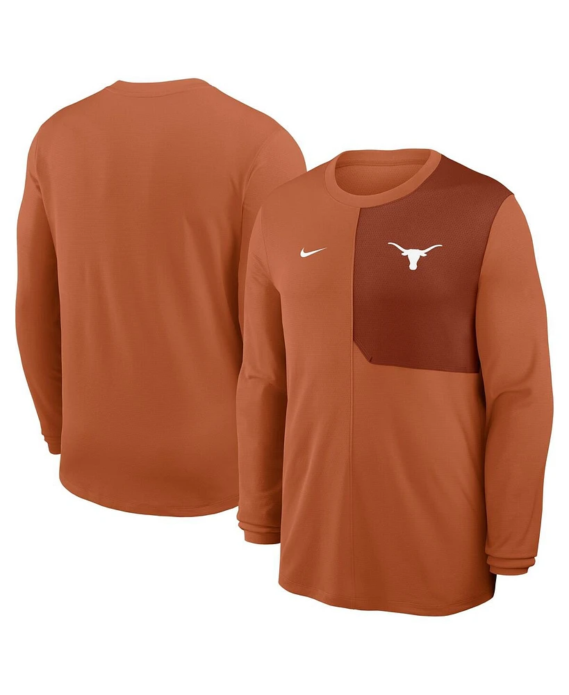 Nike Men's Texas Orange Longhorns 2025 Sideline Coach Uv Performance Long Sleeve T-Shirt