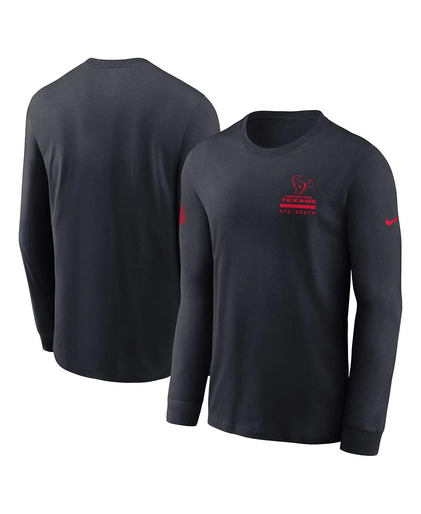 Nike Men's Navy Houston Texans Sideline Performance Long Sleeve T-Shirt