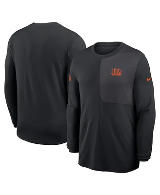 Nike Men's Black Cincinnati Bengals Sideline Coach Uv Performance Long Sleeve T-Shirt