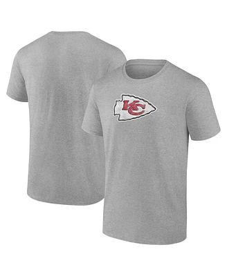 Fanatics Men's Gray Kansas City Chiefs Distressed Throwback Logo T-Shirt