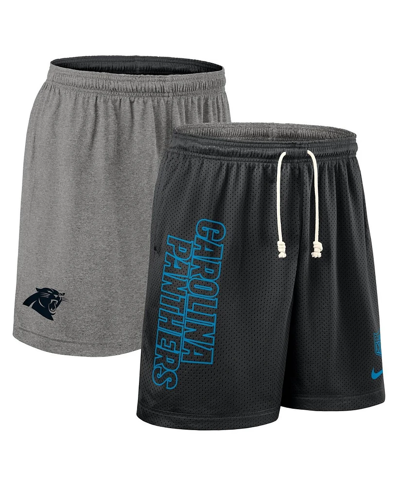 Nike Men's Black Carolina Panthers Sideline Reversible Performance Shorts