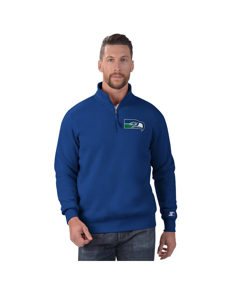 Starter Men's Royal Seattle Seahawks Classic Quarter-Zip Pullover Sweatshirt