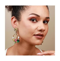 Sohi Floral-Stone Drop Earrings