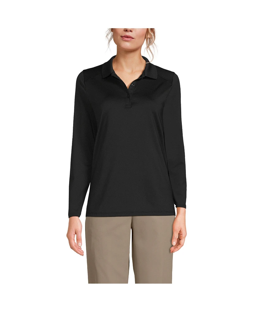 Lands' End School Uniform Women's Long Sleeve Feminine Fit Rapid Dry Polo Shirt