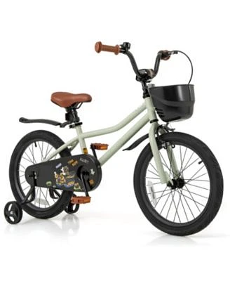 Kids Bike with Training Wheels Adjustable Seat Handlebar for Ages 4 to 7