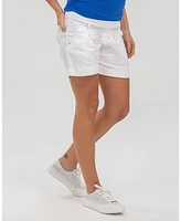 Pietro Brunelli Maternity Linen-Blend Shorts with Stretch Waistband