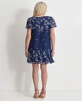 Dkny Women's Printed Flutter-Sleeve Mini Dress