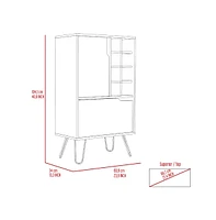 Depot E-shop Zamna L Bar Single Door Cabinet, Eight Built-in Wine Rack, Four Legs, Light Gray