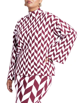 Eloquii Plus Mock Neck Intarsia Sweater