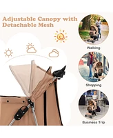 Gymax Folding Pet Stroller 4-Wheel Pet Travel Carrier w/Storage Basket