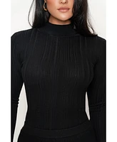 Jluxlabel Women's Ribbed Mock Neck Top