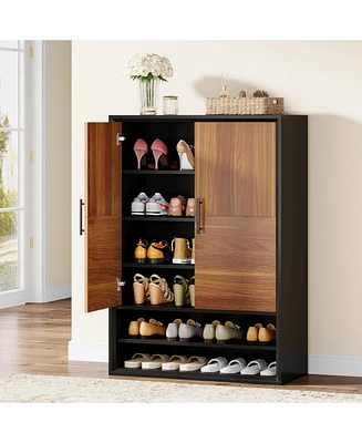 Tribesigns Shoe Cabinet with Doors, 6-Tier Shoe Storage Organizer with Adjustable Shelves for Entryway Hallway Closet