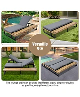 2 pieces Outdoor Chaise Lounge Chair Set with 5-Position Adjustable Backrest