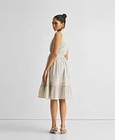 Reistor Women's Embroidered Drawstring Gathered Dress