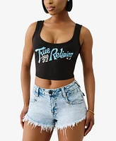 True Religion Women's Crystal Rib Crop Tank Top