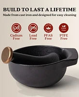 Alva Nori 4" Enameled Cast Iron Mortar and Pestle - 2-Cup Capacity with Textured Interior - Pfas-Free Heavy-Duty Spice Grinder