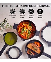 Alva Neat 5-Piece Nonstick Cookware Nesting Set, Recycled Aluminum Non-Toxic Pfas/Pfoa/Ptfe Free