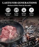Alva Artist Premium Carbon Steel Frying Pan - Non-Toxic Pfas/Pfoe/Ptfe Free Hammered Skillet