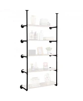 2PCS 5-Tier Industrial Pipe Shelf Frame, Wall Mount, No Planks Included