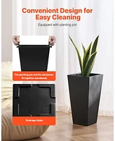 Tall Planter Set of 2 Square Tapered Planters for Outdoor Indoor