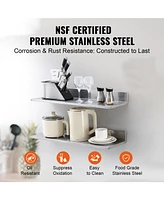 Slickblue 2 Pack Stainless Steel Wall Shelf with Backsplash 44 lbs Load for Kitchen Bar or Hotel