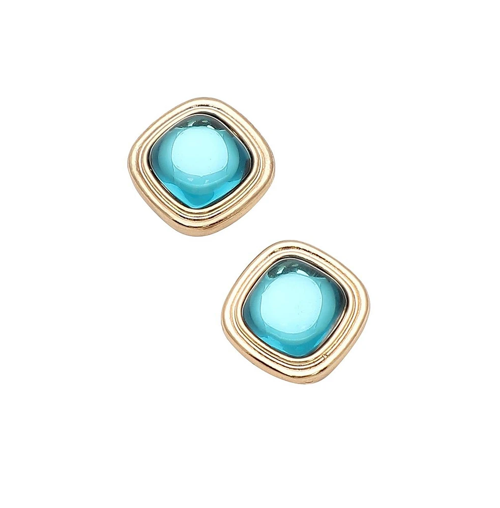 Sohi Geometric-Stone Stud Earrings