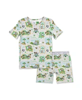 Bellabu Bear Kids Unisex Minecraft Overworld Dreams 2-Piece Short Sleeve & Shorts Pajama Set