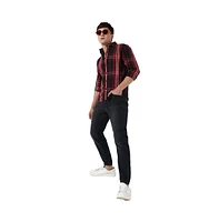 Campus Sutra Men's Plaid Red Cotton Shirt
