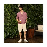 Campus Sutra Men's Brick Red Heathered Korean Oversized Shirt