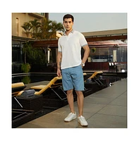 Campus Sutra Men's Chalk White & Sage Green Contrast Ribbed Polo T-Shirt