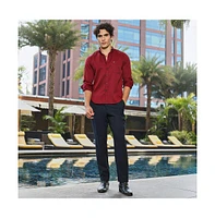 Campus Sutra Men's Ruby Red Houndstooth-Tactile Shirt