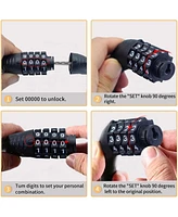 4-Digit Combination Bike Cable Lock, 32-Inch Coiled Security Lock, Anti-Theft for Mountain Bikes, Road Bikes, Scooters, Electric Bicycles