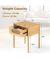 Slickblue Square Tall Nightstand End Table with Decorative Drawer for Stylish Bedroom Storage and Accent