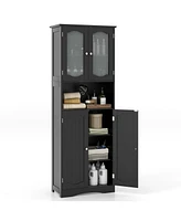 Slickblue Bathroom Storage Cabinet with Frost Glass Doors and Shelves