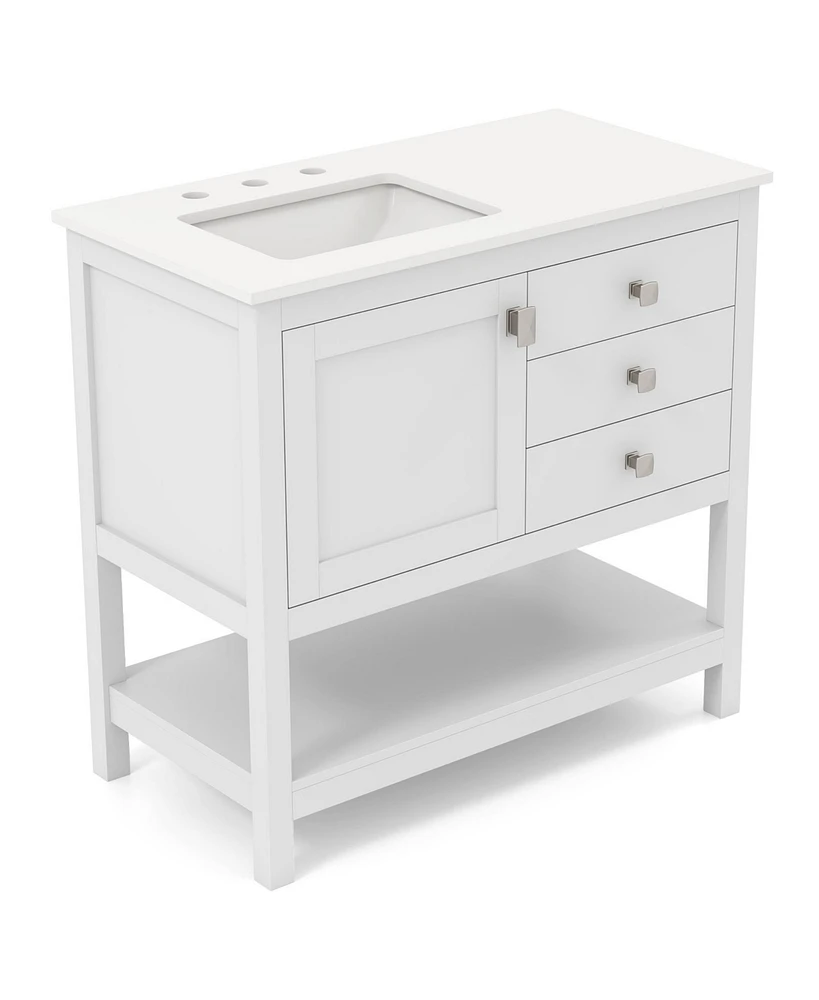 Slickblue Freestanding Bathroom Vanity Unit with Basin Floor Storage Cabinet