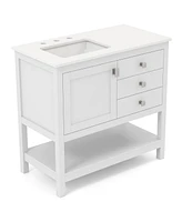 Slickblue Freestanding Bathroom Vanity Unit with Basin Floor Storage Cabinet