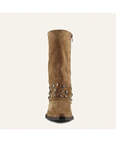 Arianna Old Gold Leather Cowgirl Boots - Stylish Western Footwear & Comfort By Buck Brana