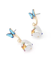 Betsey Johnson Faux Stone Backyard Butterfly Barbell Earrings