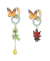 Betsey Johnson Faux Stone Backyard Butterfly Frog Mismatch Earrings