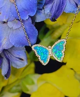 Kamaria Butterfly Necklace with Lab-Grown Opal 14k Gold Plated Sterling Silver