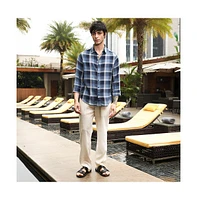 Campus Sutra Men's Navy Blue & Off-White Multi-Checkered Shirt