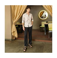 Campus Sutra Men's Saltbox Beige Faded Strokes Shirt