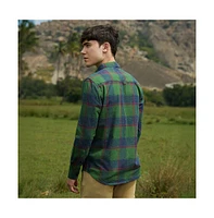 Campus Sutra Men's Forest Green & Indigo Blue Buffalo Check Utility Shirt