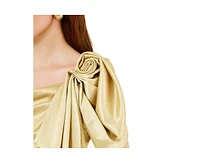 Amri Women's One Shoulder Draped Sleeve Gown