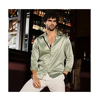 Campus Sutra Men's Sage Green Solid Satin Shirt