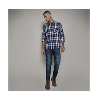Campus Sutra Men's Navy Blue Tartan Plaid Shirt