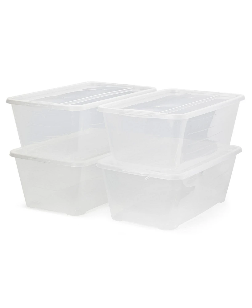 Life Story 6 Quart Rectangular Clear Plastic Lidded Storage Shoe Box, 4 Pack