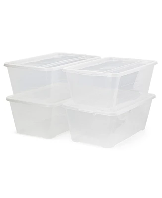 Life Story 6 Quart Rectangular Clear Plastic Lidded Storage Shoe Box, 4 Pack