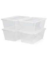 Life Story 6 Quart Rectangular Clear Plastic Lidded Storage Shoe Box, 4 Pack